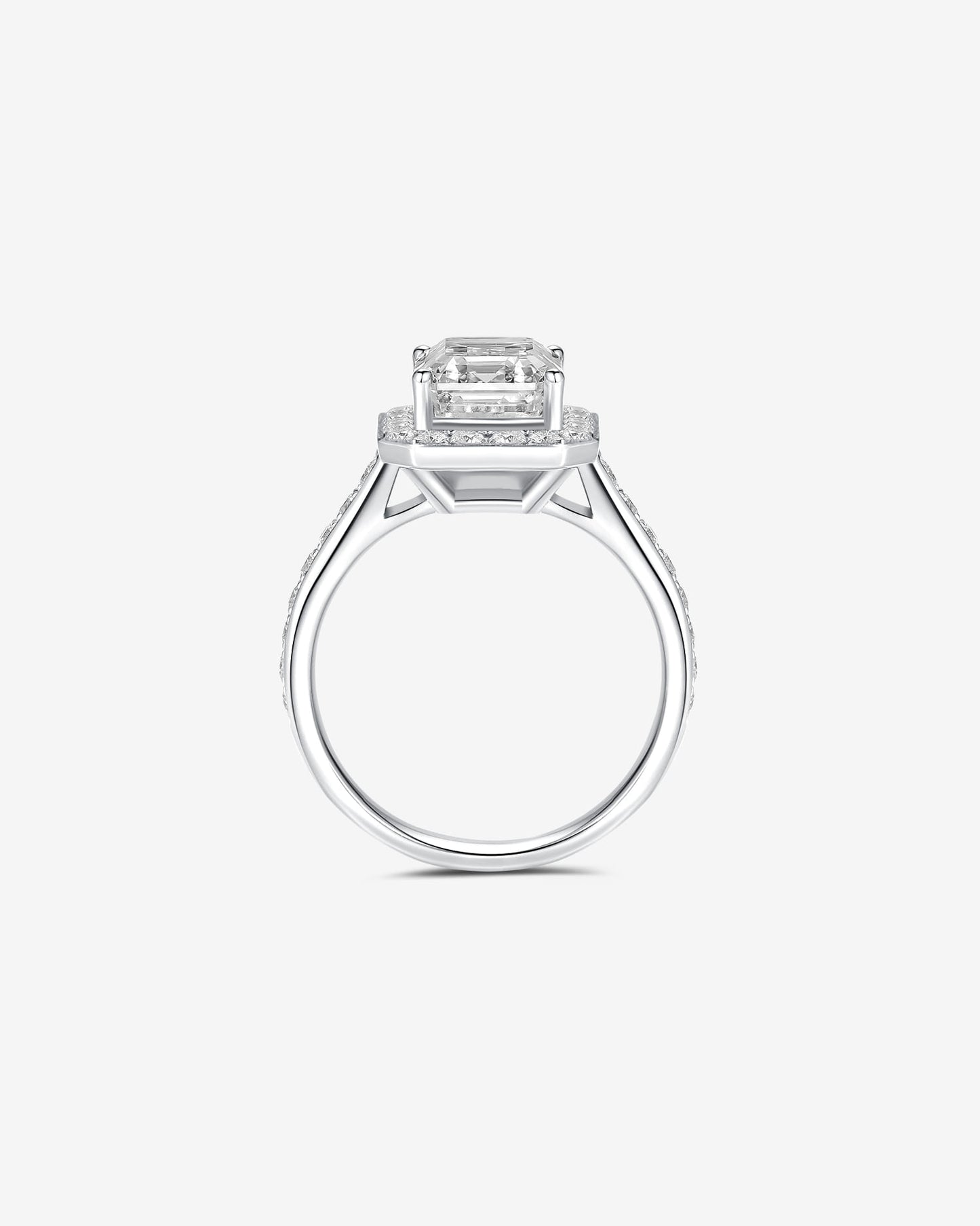 Emerald-Cut Diamond Halo Engagement Ring