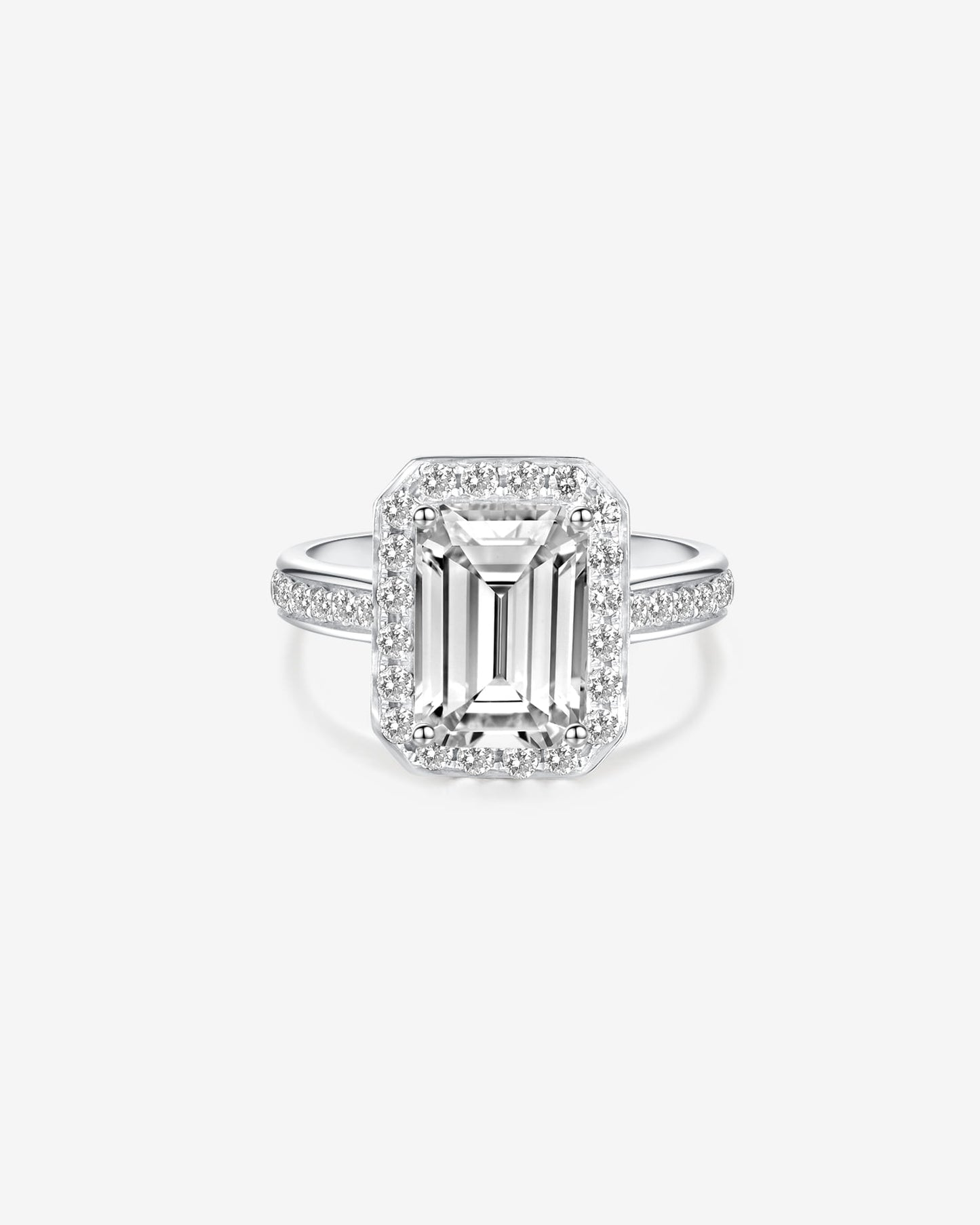 Emerald-Cut Diamond Halo Engagement Ring