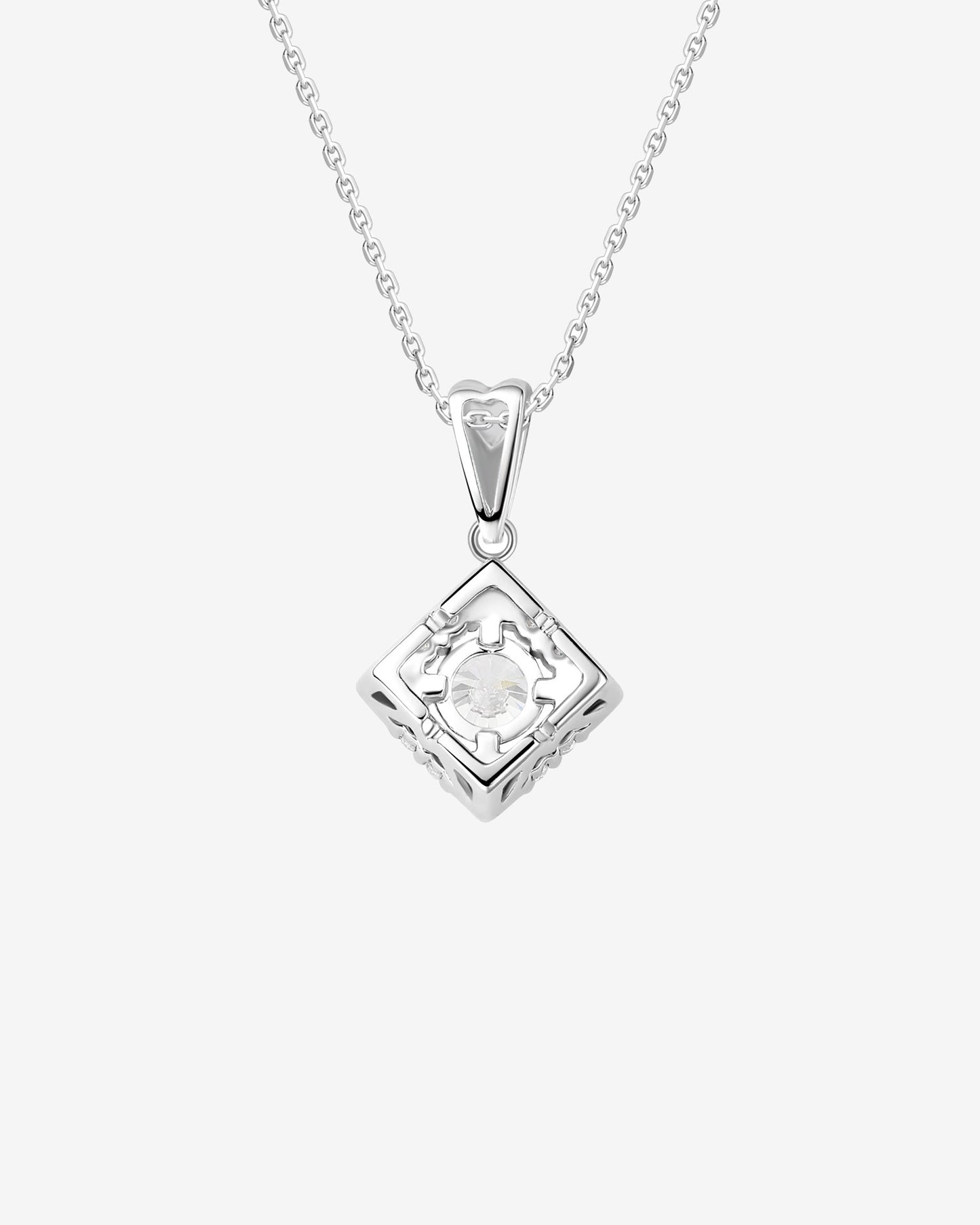Round Diamond Square Halo Pendant Diamond Necklace